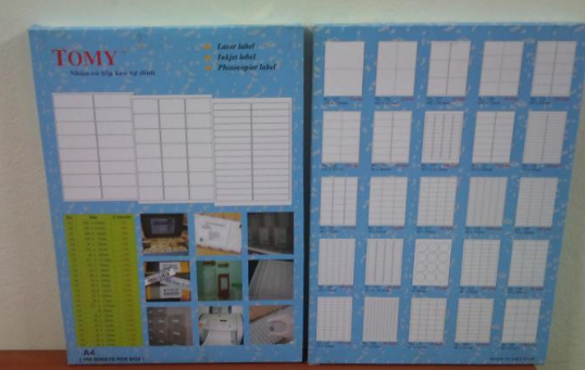 Nhãn dán tomy các số khổ A4( 1 tập 100 tờ)